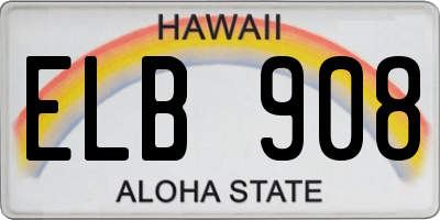 HI license plate ELB908
