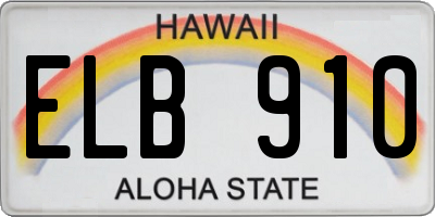 HI license plate ELB910