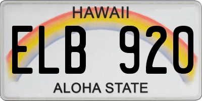 HI license plate ELB920