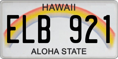 HI license plate ELB921