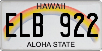 HI license plate ELB922