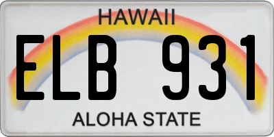 HI license plate ELB931