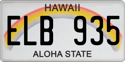 HI license plate ELB935