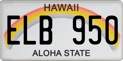 HI license plate ELB950