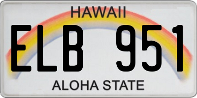 HI license plate ELB951