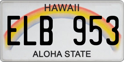 HI license plate ELB953