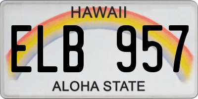 HI license plate ELB957