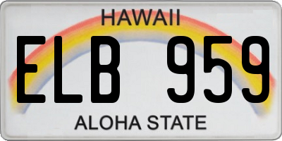 HI license plate ELB959