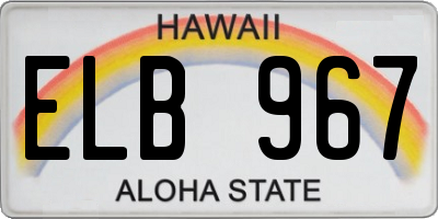 HI license plate ELB967