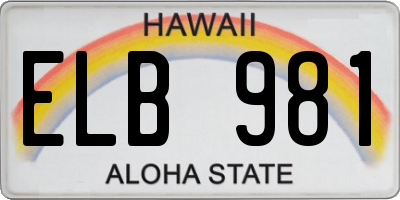HI license plate ELB981