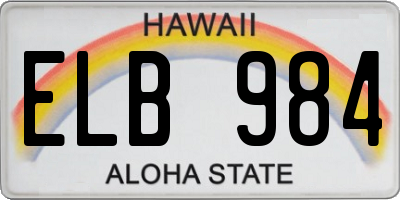 HI license plate ELB984