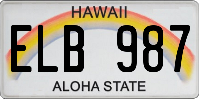 HI license plate ELB987