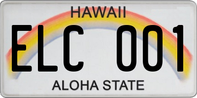 HI license plate ELC001