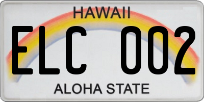 HI license plate ELC002