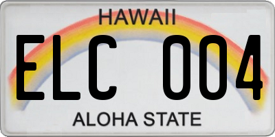 HI license plate ELC004