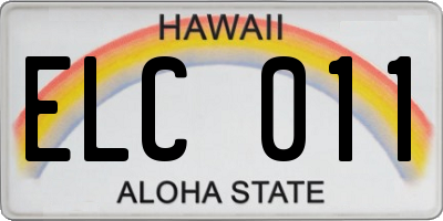 HI license plate ELC011