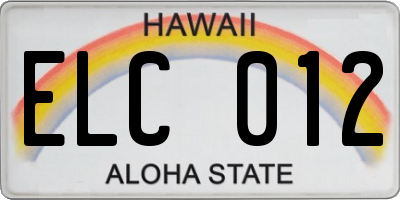 HI license plate ELC012