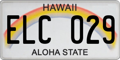 HI license plate ELC029