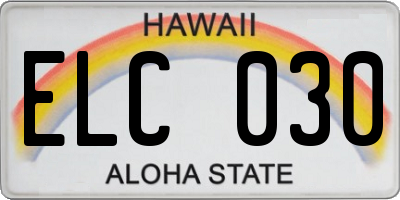 HI license plate ELC030