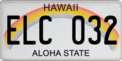 HI license plate ELC032