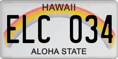 HI license plate ELC034