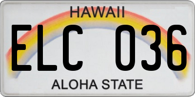 HI license plate ELC036