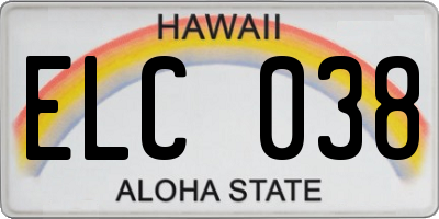 HI license plate ELC038