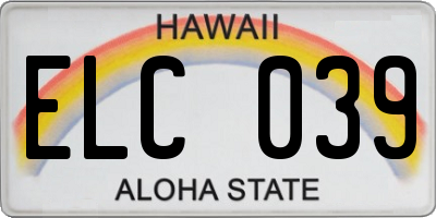 HI license plate ELC039