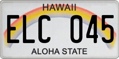 HI license plate ELC045