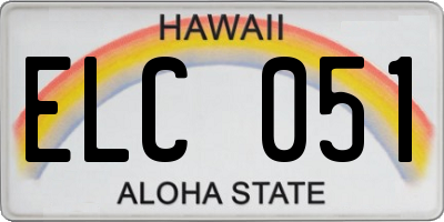HI license plate ELC051