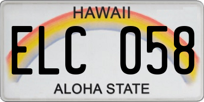 HI license plate ELC058