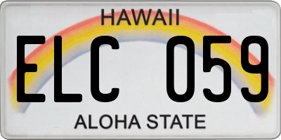 HI license plate ELC059