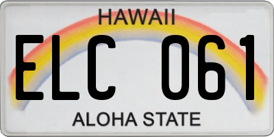 HI license plate ELC061