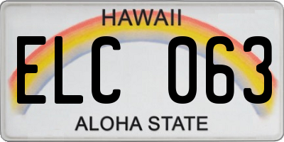 HI license plate ELC063