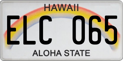 HI license plate ELC065