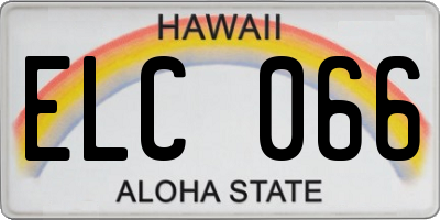 HI license plate ELC066