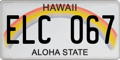 HI license plate ELC067