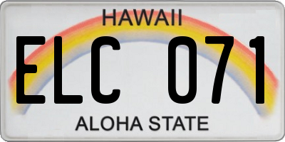HI license plate ELC071
