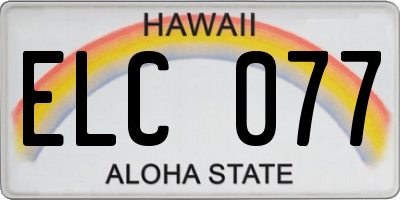 HI license plate ELC077