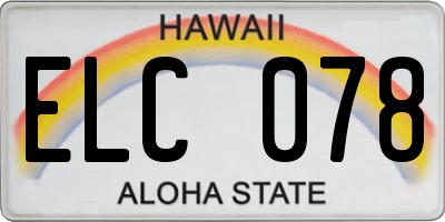 HI license plate ELC078
