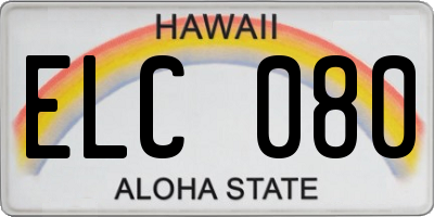HI license plate ELC080