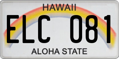 HI license plate ELC081