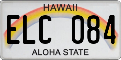 HI license plate ELC084
