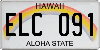 HI license plate ELC091