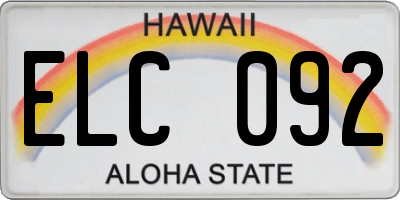 HI license plate ELC092