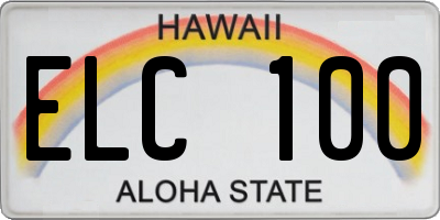 HI license plate ELC100