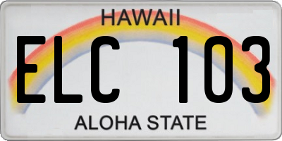 HI license plate ELC103