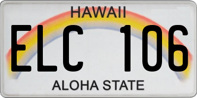 HI license plate ELC106