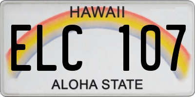 HI license plate ELC107
