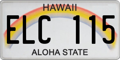 HI license plate ELC115